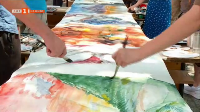 Акварелен флашмоб - художници от 20 страни рисуват 20 метра акварел