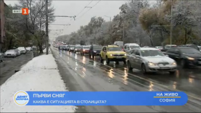 Първи сняг: Километрични задръствания и затруднено движение заради снега в столицата