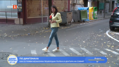 Странна незаконна пешеходна пътека в центъра на София