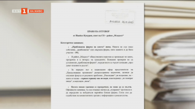 Право на отговор от Ивайло Кукурин, кмет на СО - район Младост