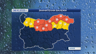 Валежи в сряда главно в Северна България