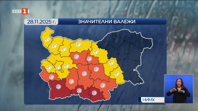 Предупреждение за проливни валежи в почти цялата страна в петък
