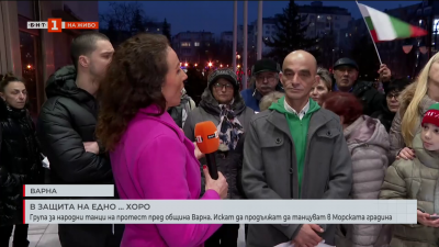 Група за народни танци на протест във Варна