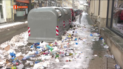  Под преспите:  Снегът затрупа контейнерите с боклук в Русе, сметосъбиращите фирми трудно ги откриват