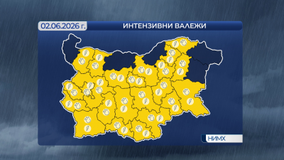 Захлаждане и проливни валежи  във вторник