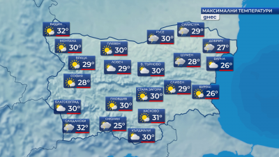 Слънчево време до обяд, след това локални валежи