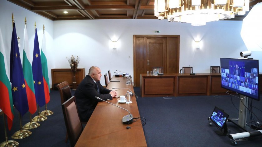 PM Borissov takes part in a videoconference meeting with the European leaders and Joe Biden