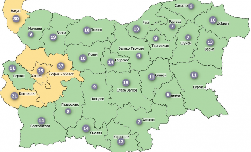 districts bulgaria now covid green zone