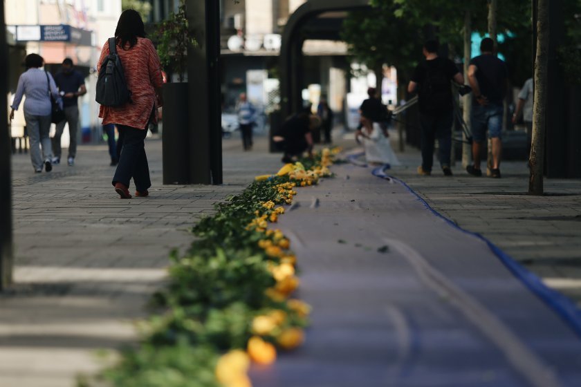 sofia municipality placed special installation city centre mark 100 days war ukraine