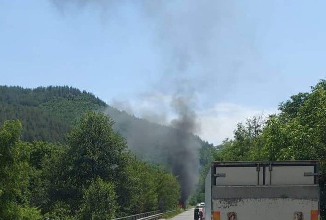 lorry caught fire road blagoevgrad region