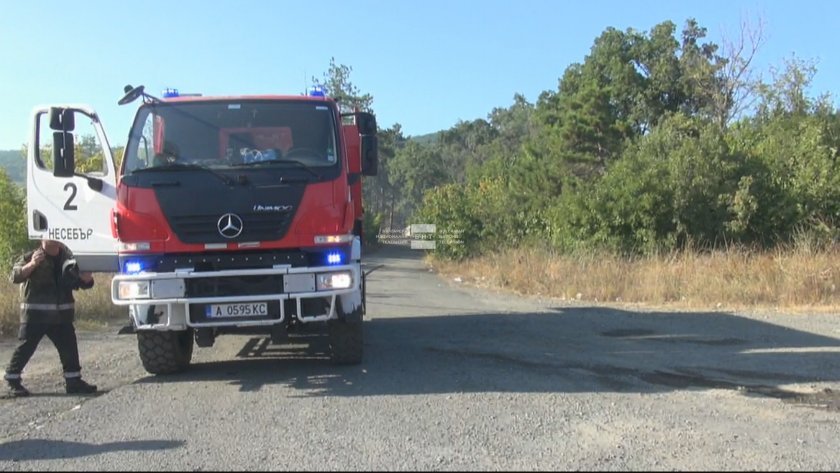 big wild fires burning near seaside resort vlas karnobat region varna bourgas road closed traffic