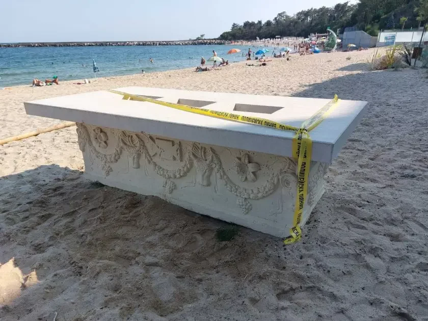 A sarcophagus said to date from the Roman era was discovered on the beach near Varna