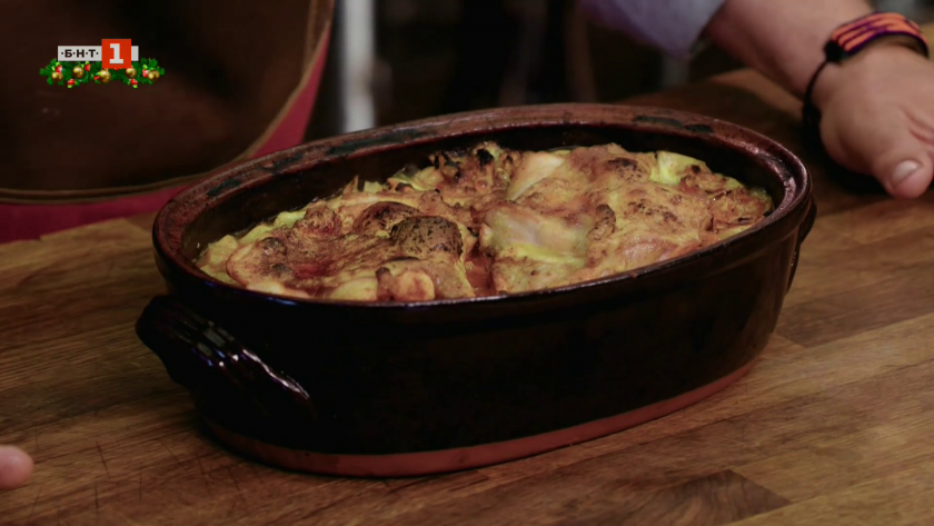 Пиле със зеле и содена питка със сухи чушки и семена