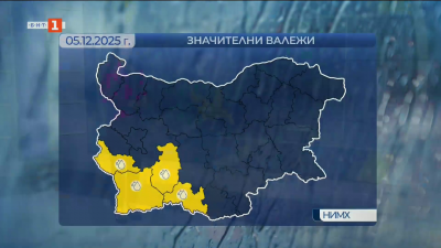 Код жълто за проливни валежи в петък