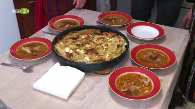 Триен чекан с пилешко и баница с булгур и праз от Разлог