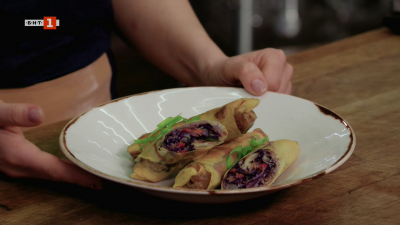 Пролетни рулца със зеленчуци и курабийки с локум