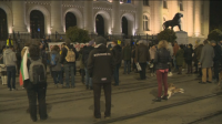 Protesters gathered outside the Palace of Courts in Sofia