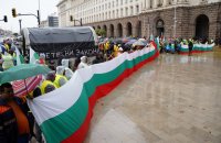 Road construction workers staged a protest in Sofia