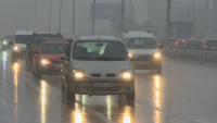 Roads in Sofia get treated against icing before the evening traffic