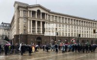 Protesters demand the resignation of Prime Minister Kiril Petkov