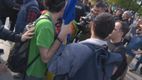 Clashes and tension between protesters for and against provision of military aid for Ukraine