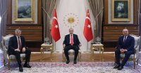 MRF leader Mustafa Karadayi at a key meeting with Turkey’s President Erdogan