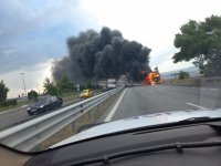 Bus caught fire in Burgas at the exit to Trakia Motorway