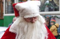 Christmas tram with Santa riding on it runs in Sofia for the festive season