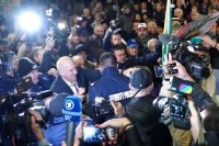 Protesters outside National Theatre in Sofia try to stop premiere of George Bernard Shaw comedy 'Arms and the Man'